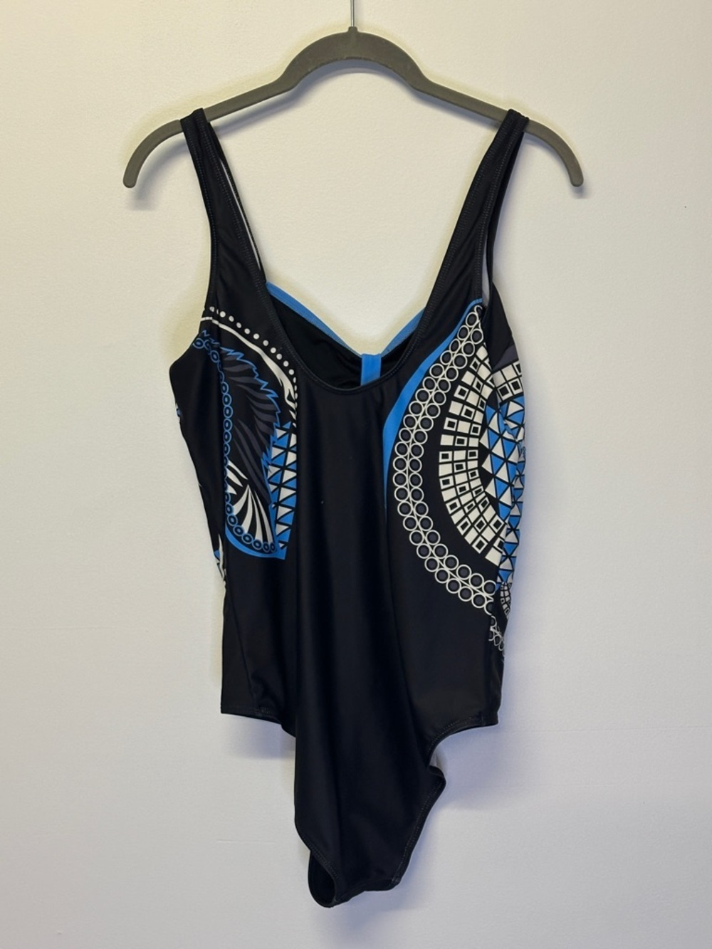 Blue & Black Geometric One-Piece Swimsuit size XL - Picture 2 of 2